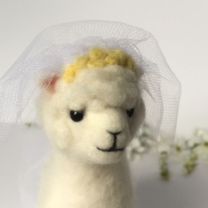 Needle felted alpaca bride